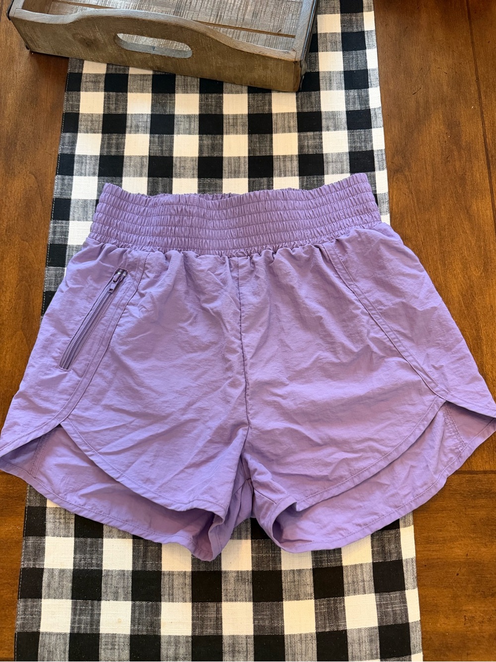 Zenana Outfitters Lavender Athletic Shorts with Elastic Waist